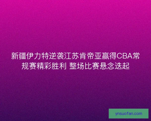 新疆伊力特逆袭江苏肯帝亚赢得CBA常规赛精彩胜利 整场比赛悬念迭起