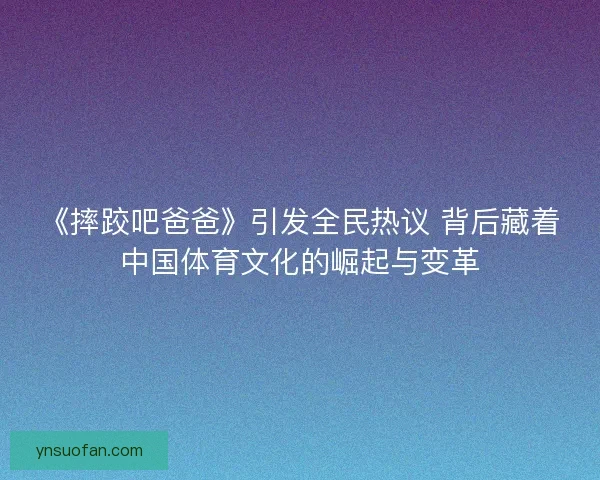 《摔跤吧爸爸》引发全民热议 背后藏着中国体育文化的崛起与变革